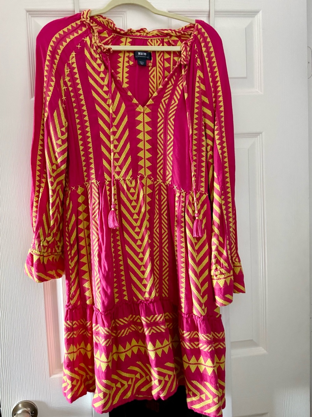 Anthropologie Maeve Pink & Yellow Tiered Dress